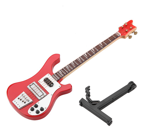Réplica De Suporte E Estojo Para Guitarra Baixa Vermelha Em