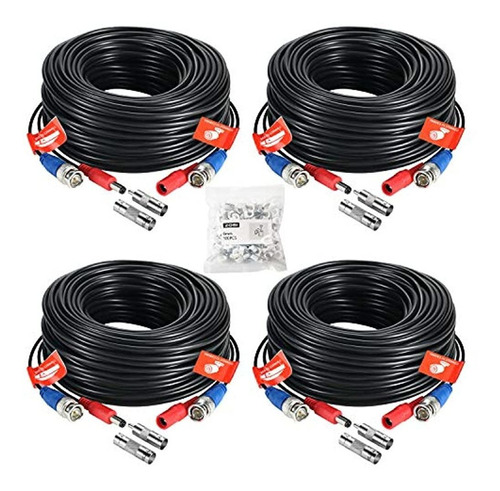 Zosi 4 Pack 100ft 30m Hd Cable De Video Cctv Cable De Alimen Color 4pack 100ft cable