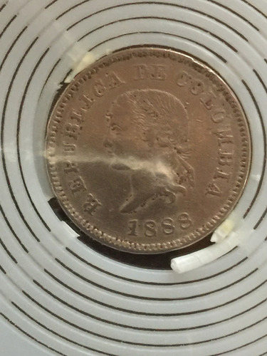 Escasa Moneda De 5 Centavos De Colombia De 1888