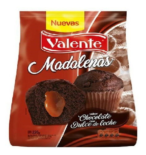 Madalenas Valente Chocolate Con Dulce De Leche X 180grs