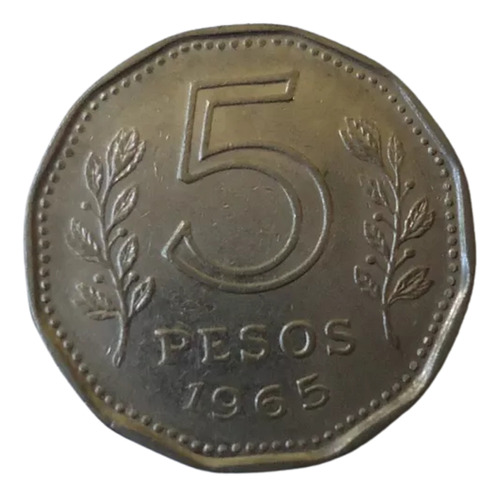 Argentina 5 Pesos 1965 - Fragata Sarmiento - Casi S Circular
