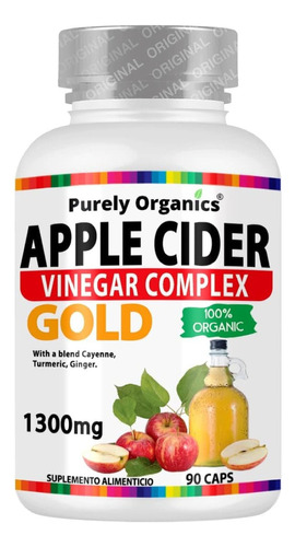 Apple Cider Vinegar Complex Gold 90 Caps Purely Organics Sabor Sin sabor