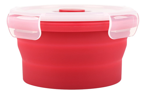 Caja Bento Redonda De Silicona De 350 Ml, Lonchera Plegable