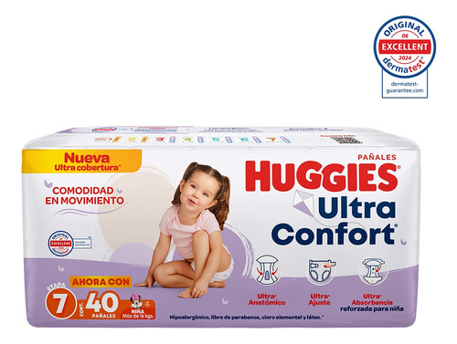Pañales Huggies Ultraconfort Etapa 7 Niña 40 Piezas