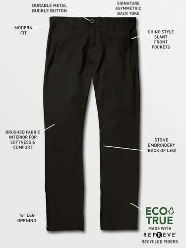 Imagen 5 de 6 de Pantalon Volcom Frickin Chino Regular Recto Skate Hombre
