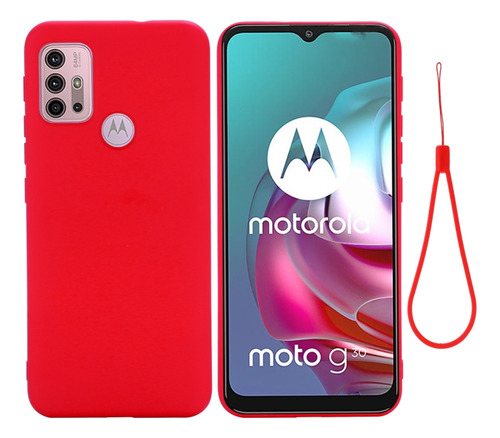 Funda De Silicona Líquida Roja Para Motorola Moto G30/g10