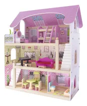 Comprar Kids House Casa de Muñecas de Madera con Muebles, Mila, Casita de Juguete para Niñas con 16 Muebles y Accesorios, Ideal para Muñecas Pequeñas, Resistente y Hermoso Diseño