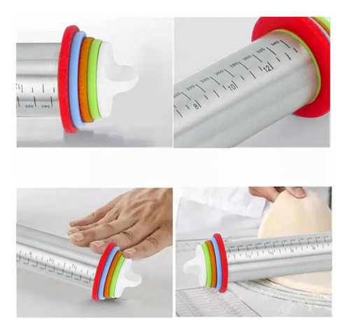 Set Reposteria Rodillo Madera Ajustable Amasar Y Tapete Horn