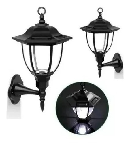 Farol Solar Retro Hexagonal Grande Uso Exterior Luz Fria