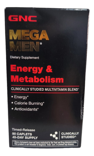 Mega Men Energy & Metabolism Gnc 90 Cápsulas. Importado 