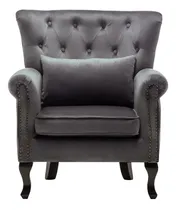 Comprar Sillón Decorativo Moderno Capitoné Terciopelo Gris Individua