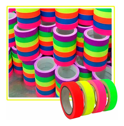Cinta Adhesiva Colores Neon Para Eventos Cumpleaños