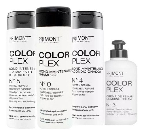 Primont Color Plex Shampoo + Acond.+ Tratamiento + C. Peinar