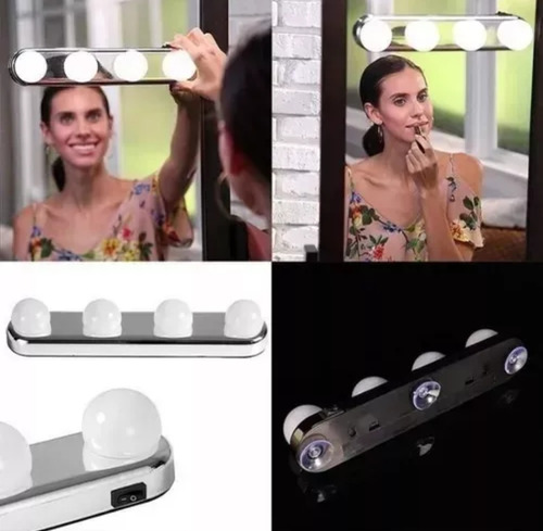 Luces Led Para Maquillaje Makeup Tocador 4 Focos Batería