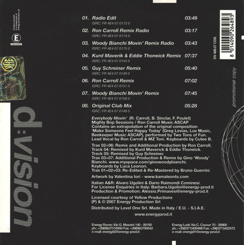 Cd Everybody Movin' (bob Sinclar) Estándar