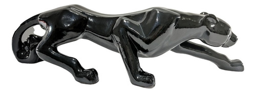 Pantera Negra Escultura Estatua Decoração Leopardo Cor Preto 35cm Sua Decor em Casa