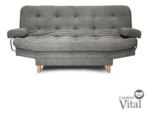 Sofácama 3 Posiciones Mueble Orión Confort Vital Color Gris Diseño de la tela Lino