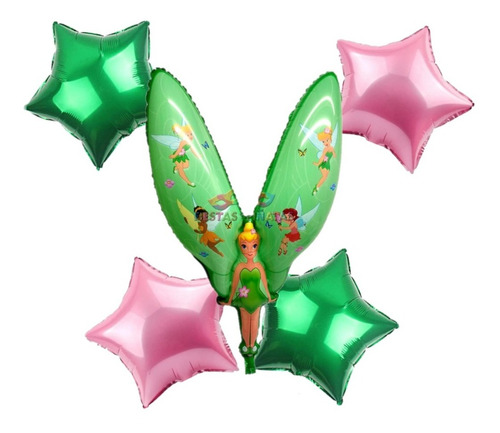 Globos Tinker Bell Campanita Por 5 Piezas 97 Cm