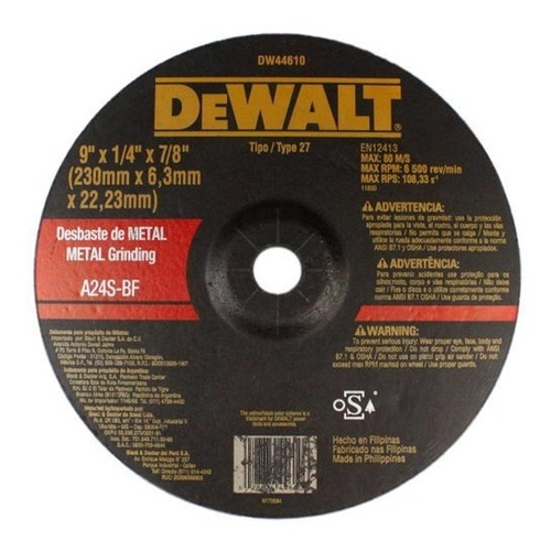 Disco De Desbaste 9x1/4x7/8 Dewalt Dw44610