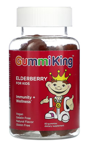 Gummiking Elderberry Saúco Inmunidad Kids 60 Gomitas Sabor Frambuesa