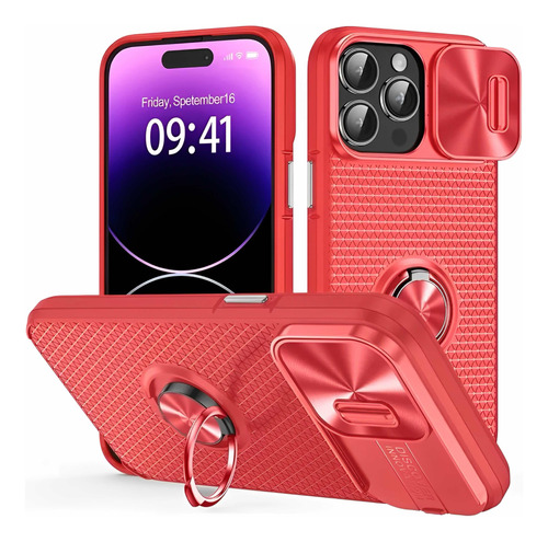 En Stock Abfa Shop Case Camara Anillo iPhone 14 Pro Rojo