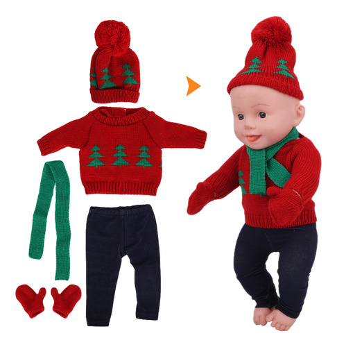 Ropa De Muñeca Para Bebé, Suéter Navideño, Pantalones, Sombr