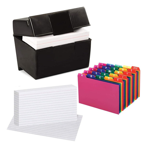 Plastic Index Card Flip Top File Box Holds 300 4x6 Card...