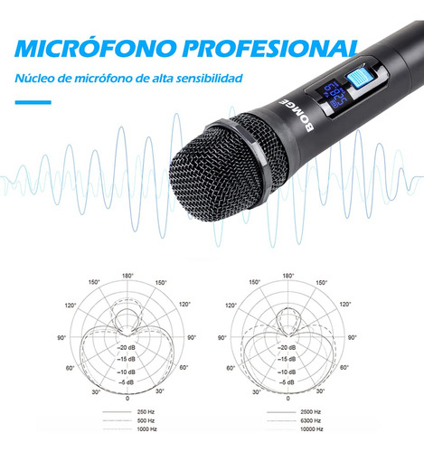 Sistema De Micrófono Inalámbrico Bomge V410 De 4 Canales Con