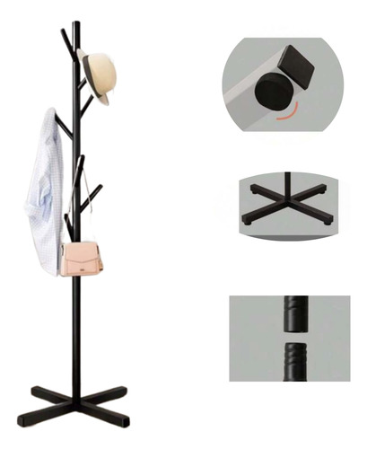 Perchero De Pie Metálico Base Cruz Reforzad Organizador Ropa Blanco