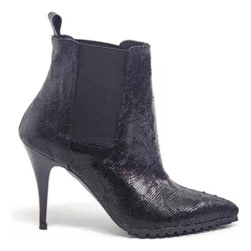 Botas Stiletto Mamba  De Mujer Cuero  Boa Negra 