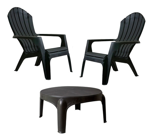 2 Sillones De Jardín Exterior Plástico Miami + Mesa Ratona