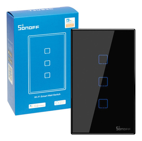 Sonoff T3 Negro Interruptor Wifi Rf 3 Botones Alexa Google