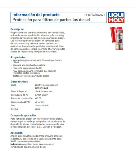 Limpiador De Particulas Diesel Liqui Moly 250ml Dpf X2