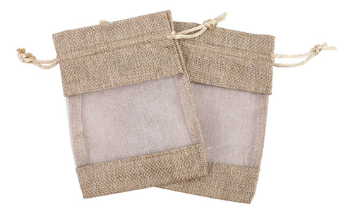 30 Bolsas De Organza De Lino Y Arpillera Con Cordón Para Nav
