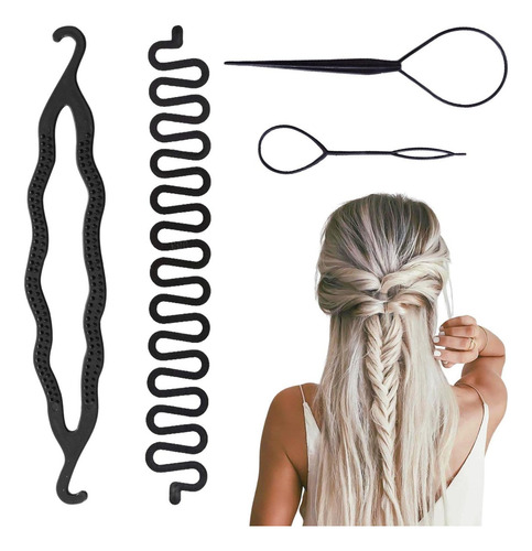 Trenzado Para Peinar El Cabello,4pcs Trenzado Cabello Mujere