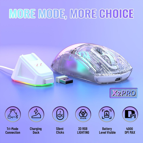 Ratón Inalámbrico Attack Shark X2 Pro Paw3212 4k Dpi+base Rg