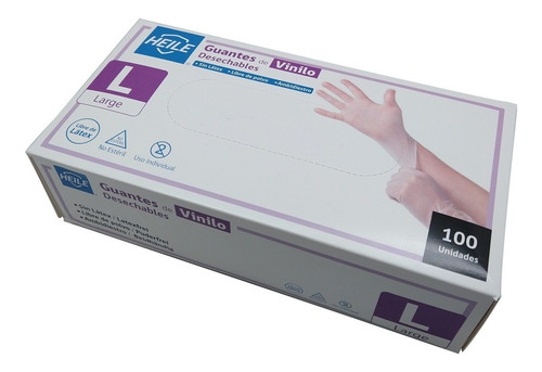 Guantes De Vinilo Caja 100 Unidades Desechable Tallas M Y L