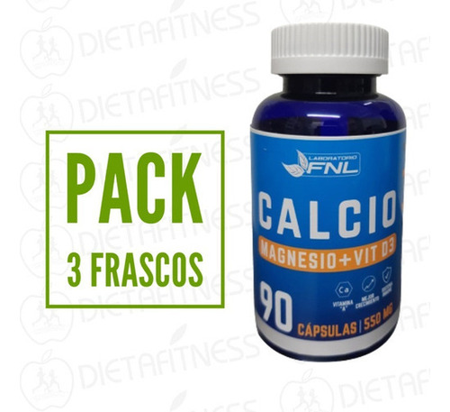 Calcio + Magnesio + Vitamina D3 Pack 3 Frascos Dietafitness Sabor Sin Sabor
