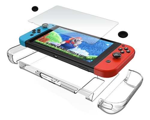 Carcasa Crystal Case Para Nintendo Switch + Cristal Templado