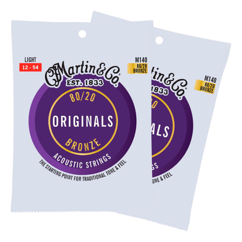 Paquete De 2 Juegos De Cuerdas Guitarra Acústica Martin M140