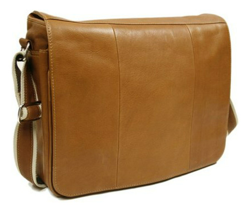 Piel Leather Cuero Expandible Bolsa De Mensajero,