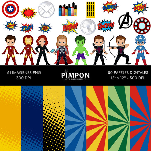 Kit Digital Cliparts + Fondos - Avengers Vol. 01