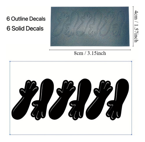 Preto - Um: 6 Pares (12) - Decalques Creative Hand Socket,