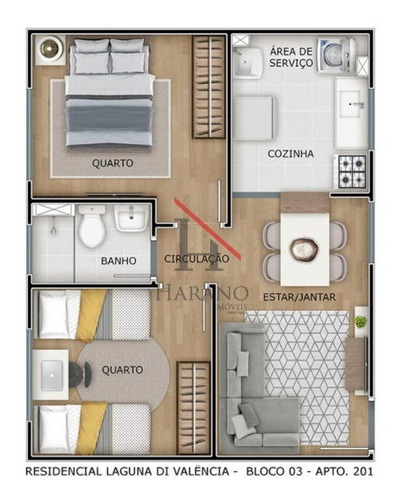 Imagem 3 de 4 de Apartamento Padrão Com 2 Quartos No Laguna Di Valência - 586635-v