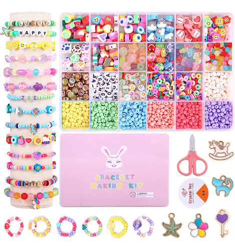 Kit Hacer Pulseras De Abalorios 2265 Piezas Frutas Flor...