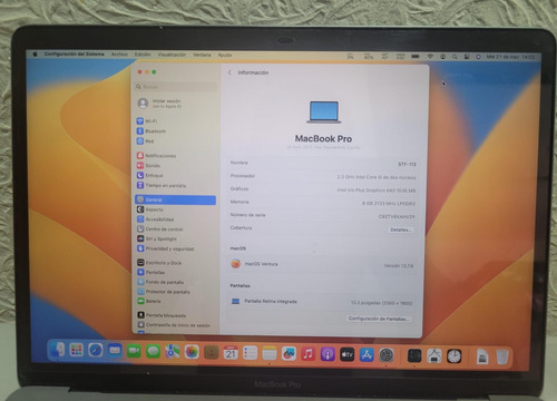 Apple Macbook Pro 13 2017 Core I5-7th / Ram 8gb / Ssd 256gb Gris (Usado)