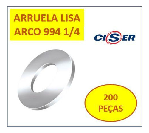 Arruela Lisa 1/4 Arco Corbono 994 Zinco Branco - 50un