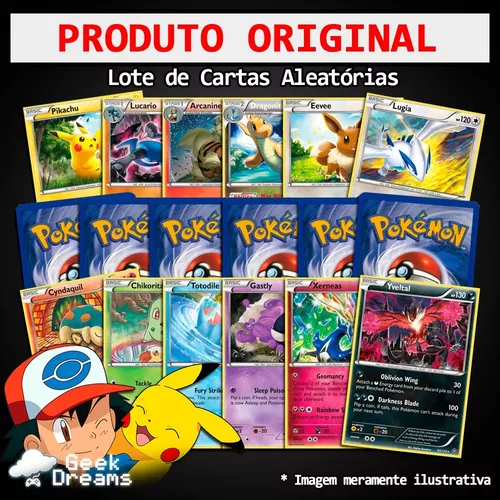 Lote Kit De 50 Cartas Pokémon + 1 Pokémon Lendário