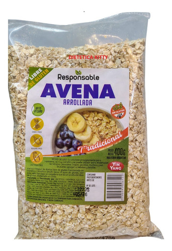 Avena Tradicional Yin Yang Libre Gmo S/ Azúcar Sin Tacc 400g