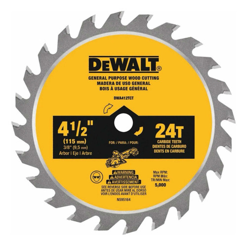 ( Pack De 5 ) Disco Sierra 4 1/2 24 Dientes Dwa412tct Dewalt